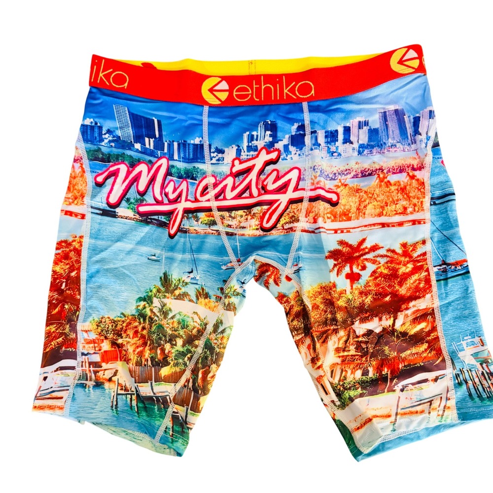 Ethika Mens The Staple Fit My City‎ Tropical Skyline Boxer Briefs Size Large NEW